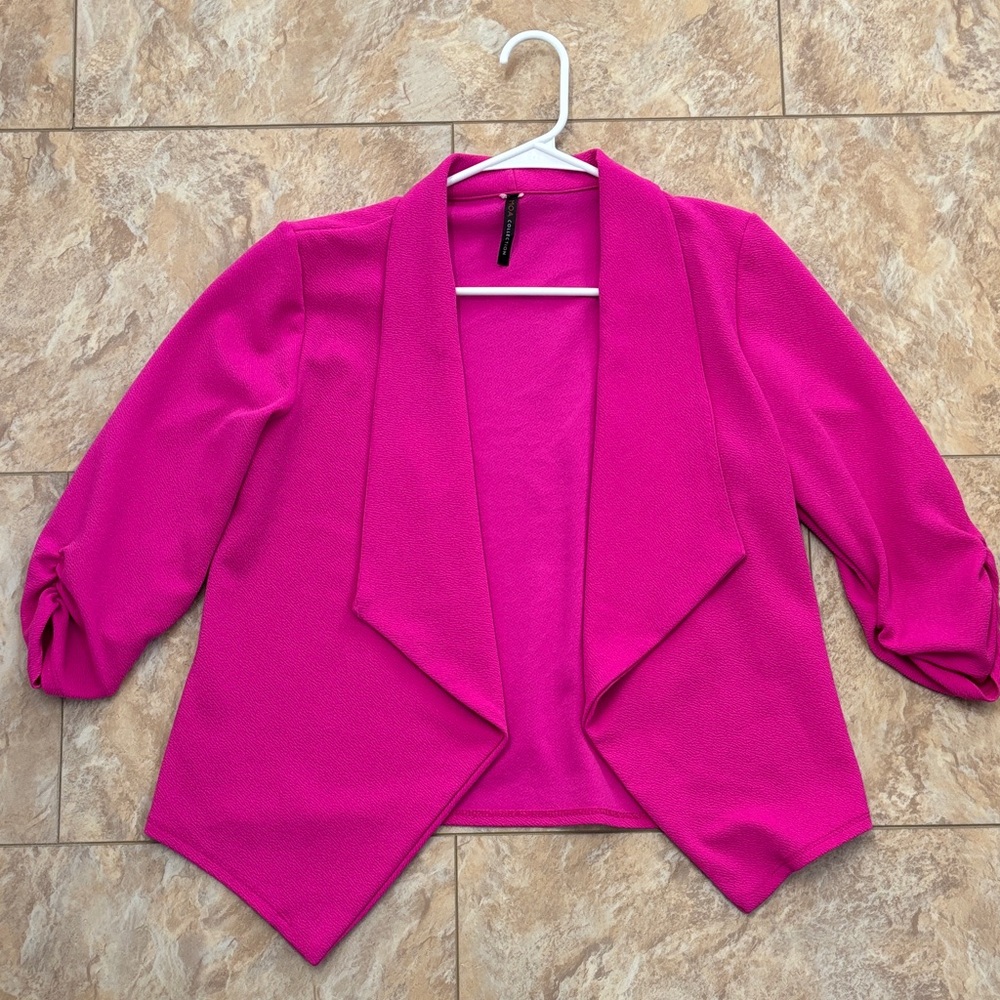 Vibrant Pink Open Front Blazer